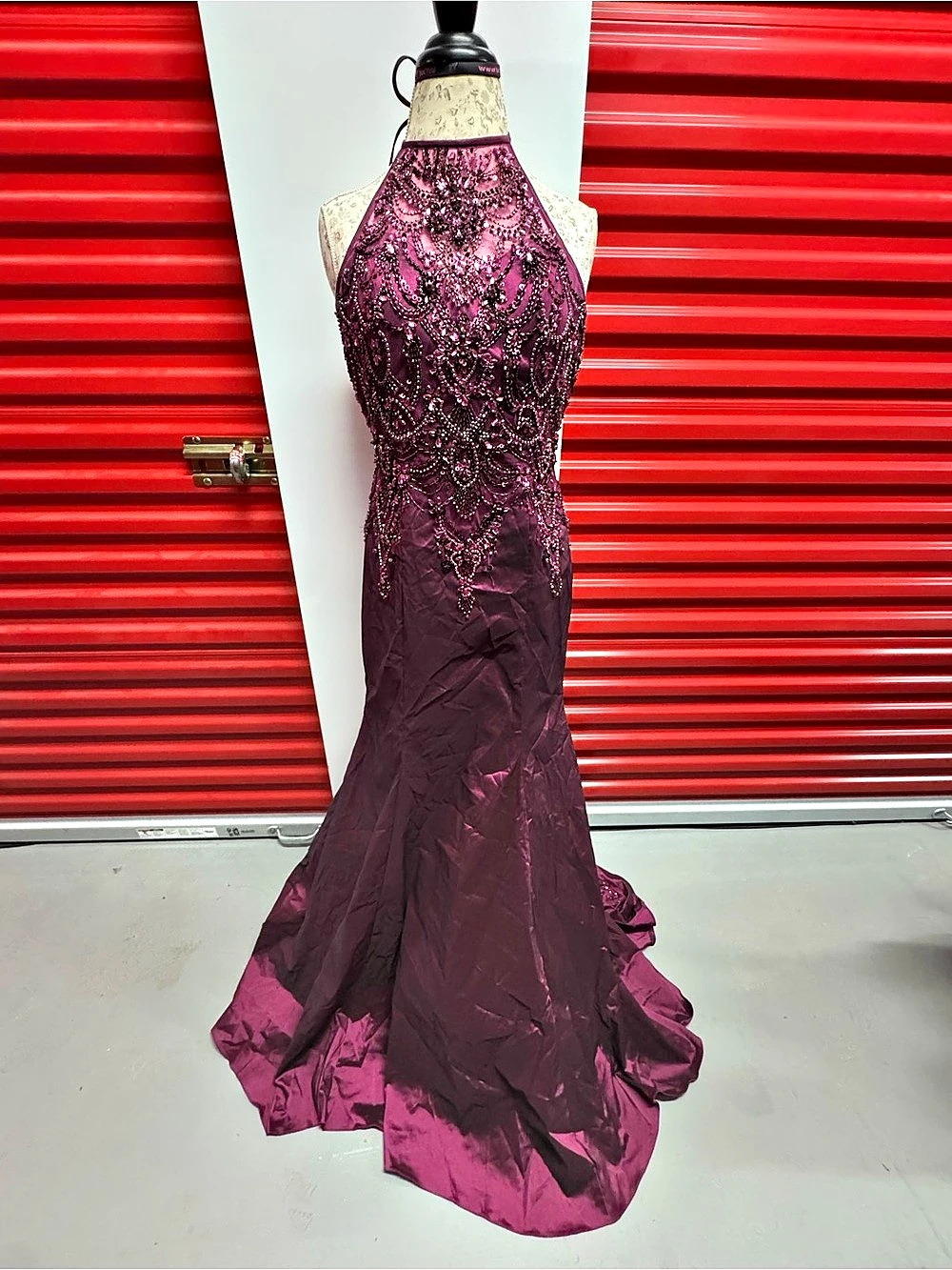 Morilee Madeline Gardner Beaded Halter Prom Gown in Purple Size 12